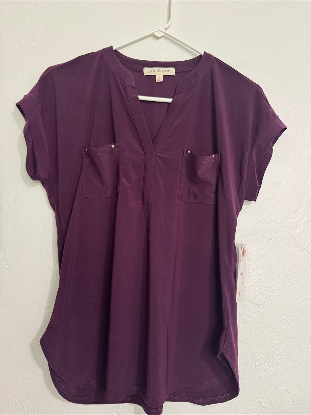 NWT size small Plum Short Sleeve Pocket Blouse